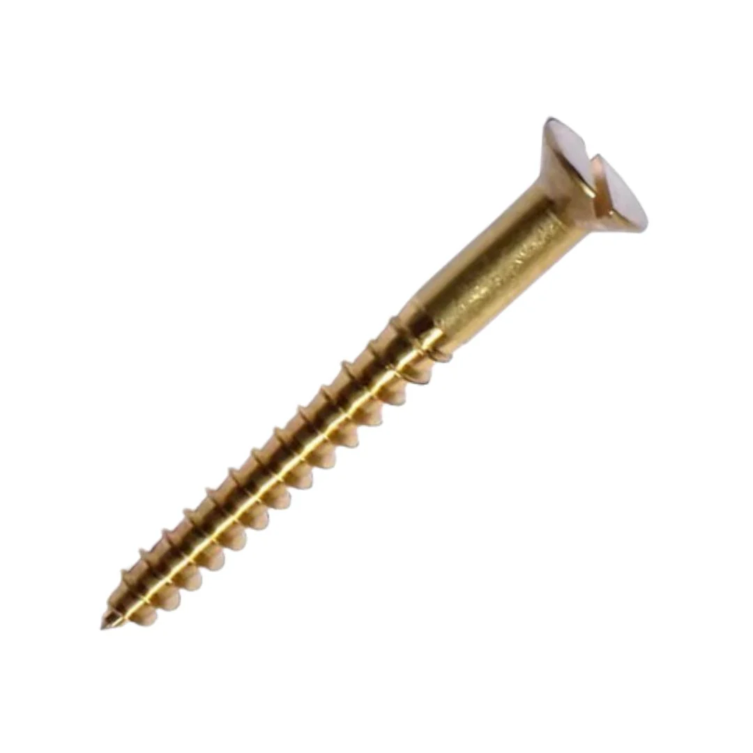 Slotted Countersunk PZ Wood Screws 10g x 1 1/2" (5 x 40mm) - Brass