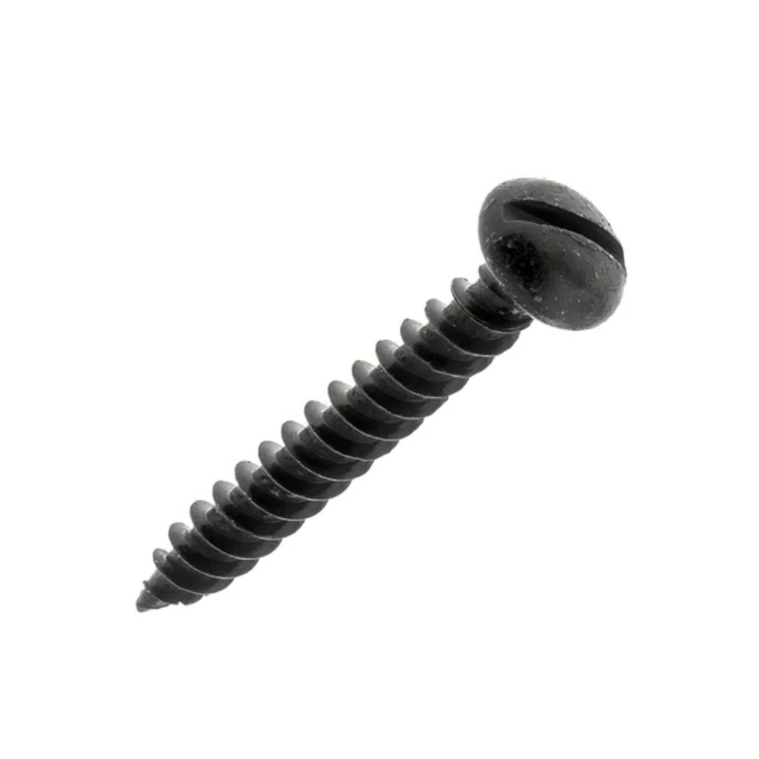Twinthread Round Slotted Wood Screws 10g x 1" (5 x 25mm) - Black