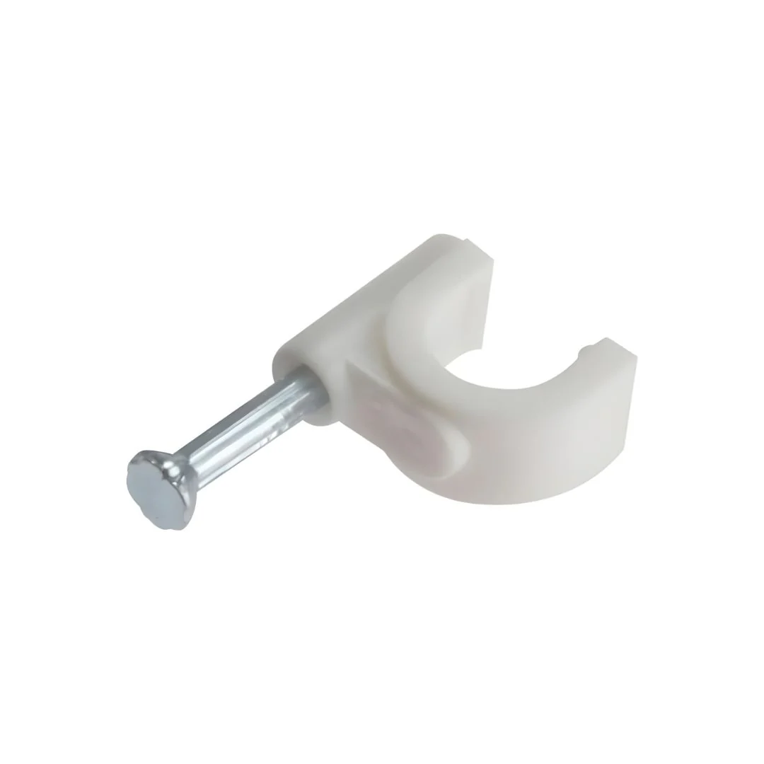Round Cable 11mm Clips Plastic - White