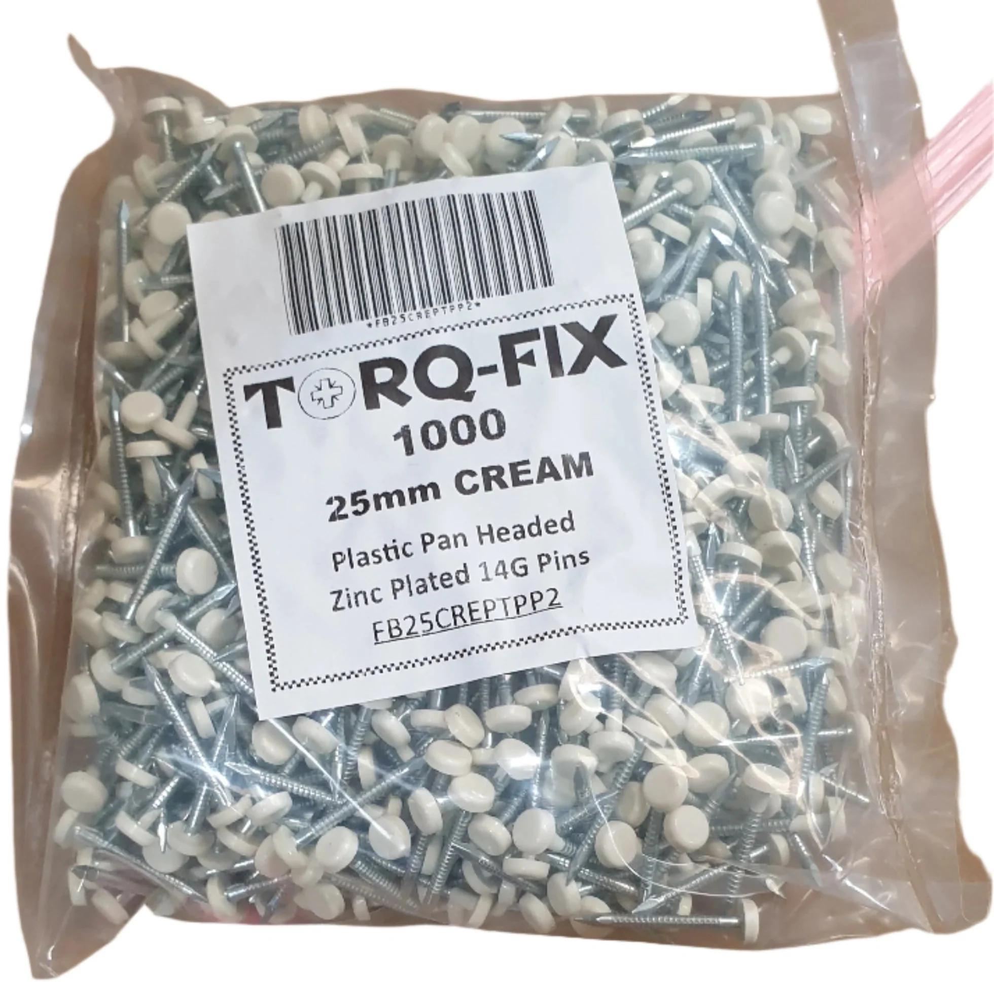 25mm x 2mm Cream Capped Eurofit Poly Top Pin - Zinc Plated - Image 2