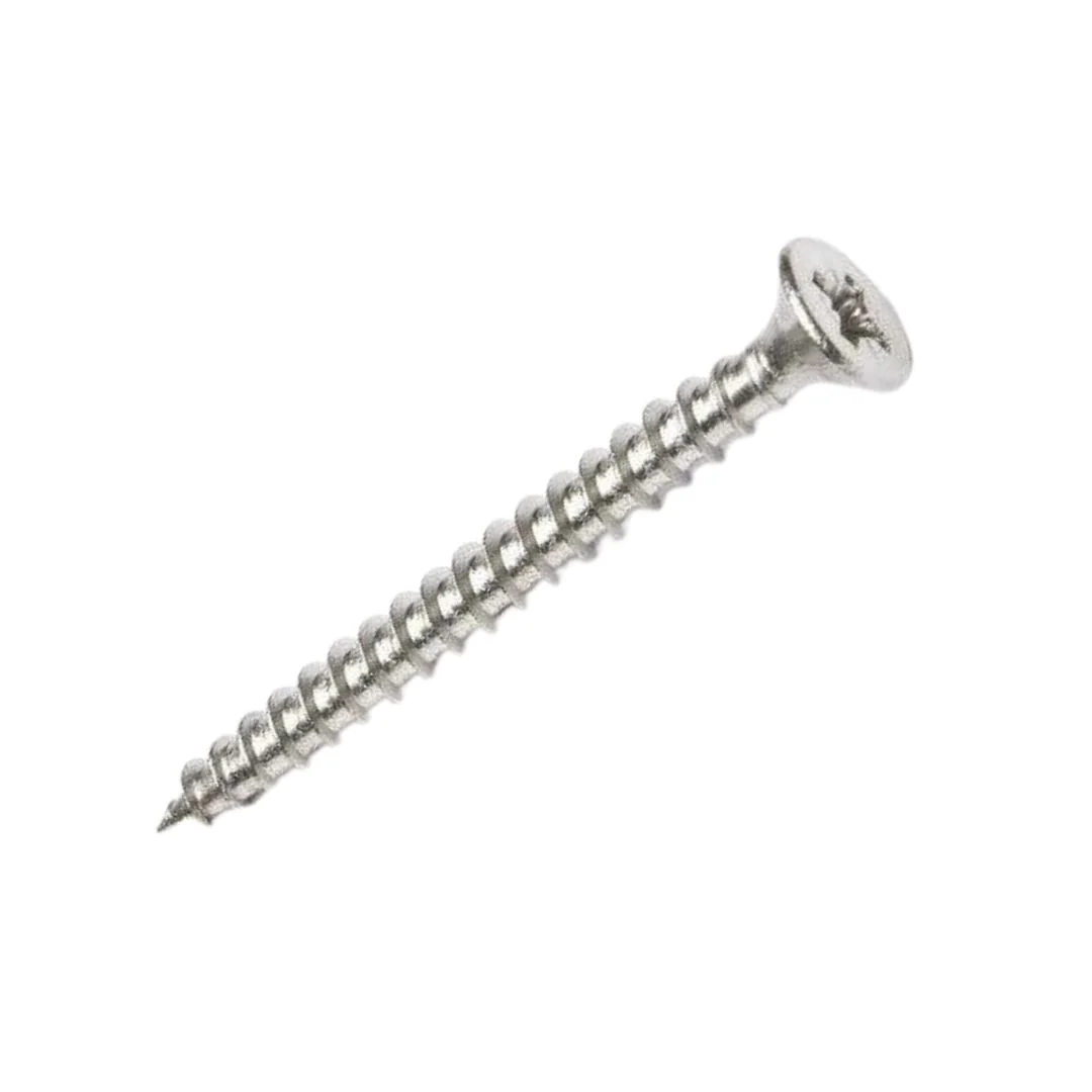Chipboard Fully Threaded Double Countersunk Pozi Screws 4 x 40mm - Zinc