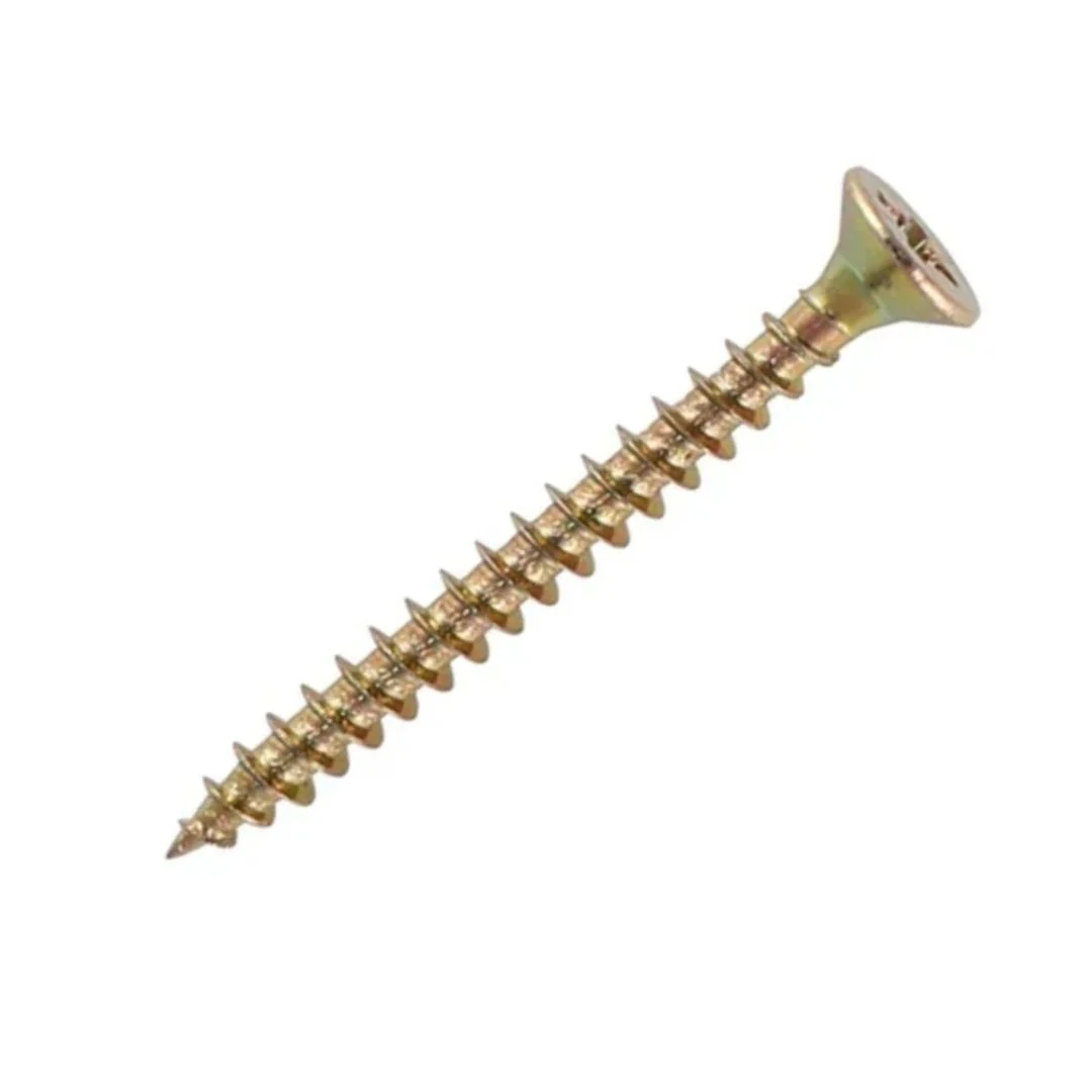 Chipboard Fully Threaded DBL Countersunk Pozi Screws 4 x 45mm - Yellow