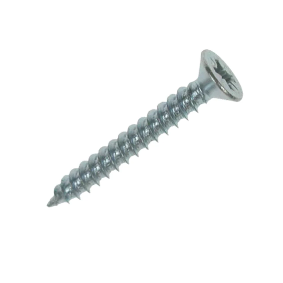 Chipboard Fully Threaded Double Countersunk Pozi Screws 4 x 15mm - Zinc
