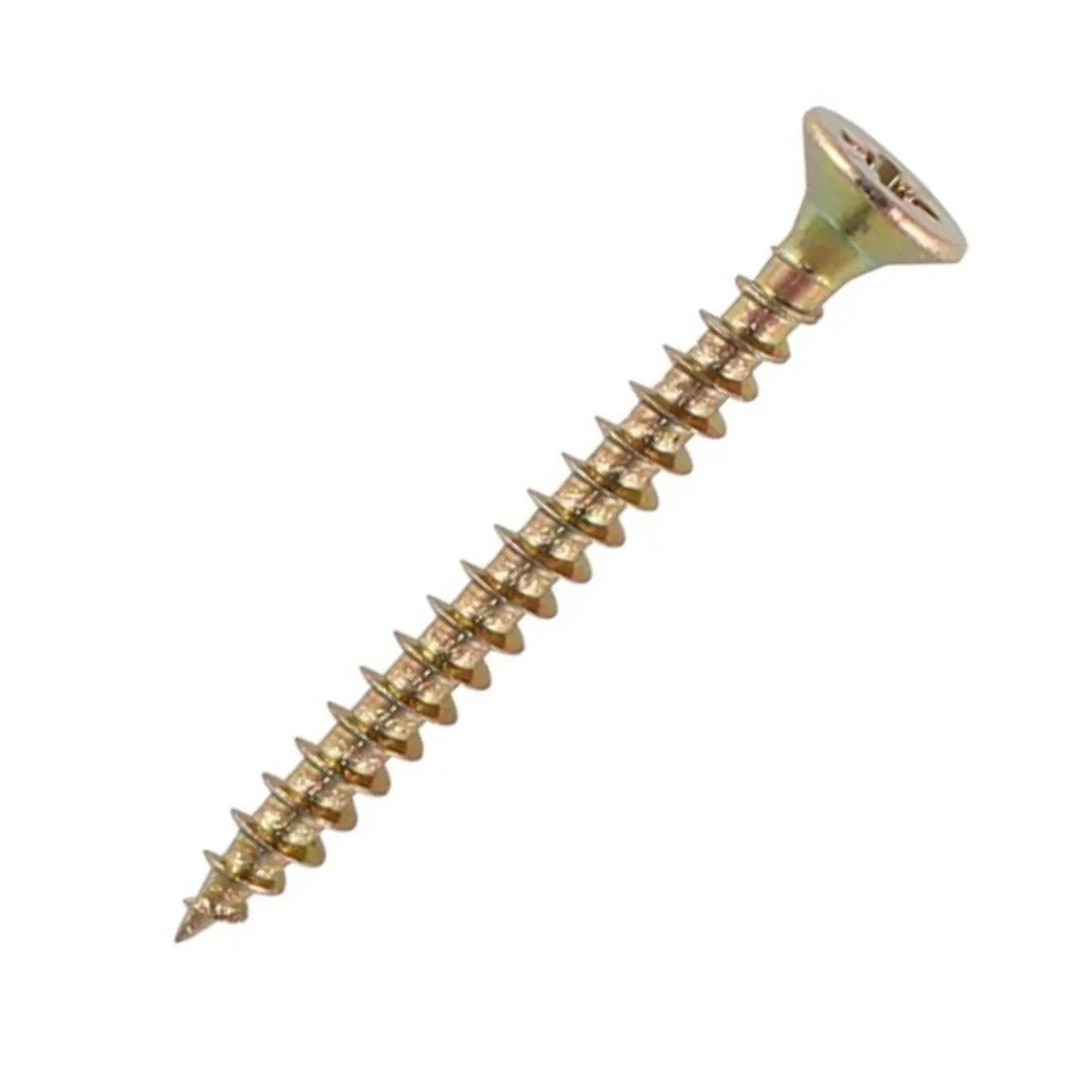 Chipboard Double Countersunk Pozi Screws 4.5 x 60mm - Yellow
