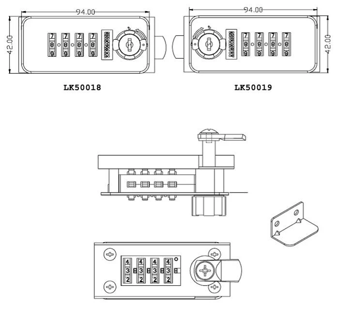 Armstrong R/H Combination 94 x 42mm Cupboard Lock - Image 3