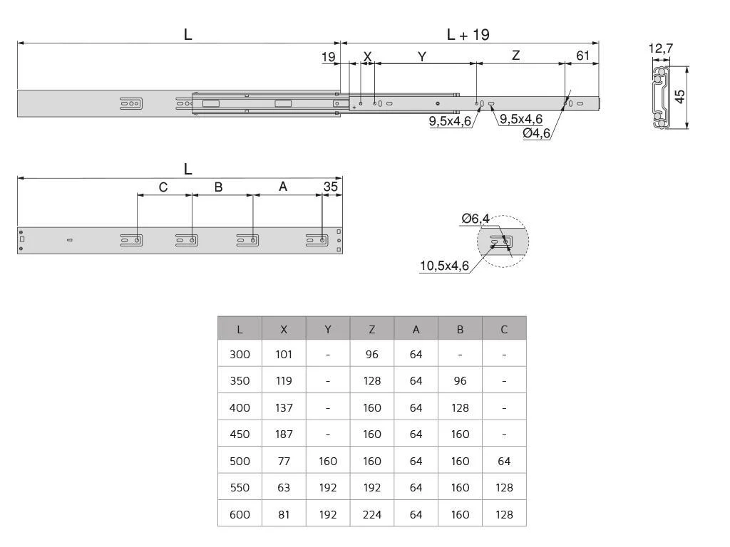 Push To Open & Soft Close Drawer Runner - 450mm - 30kg Load Rating - Full Extension - Image 3
