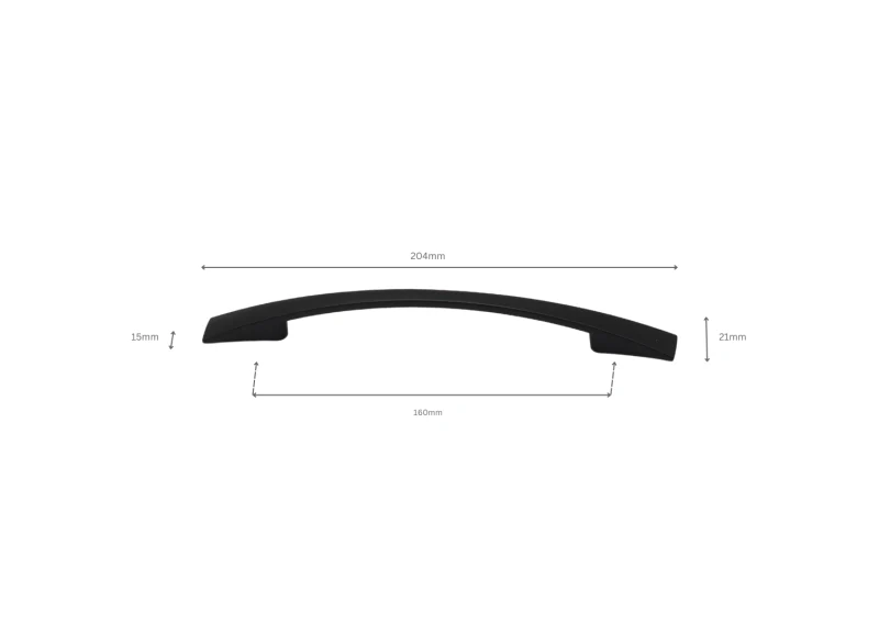 Pull Bow Handle Hole Centres 160mm - Matt Black - Image 2
