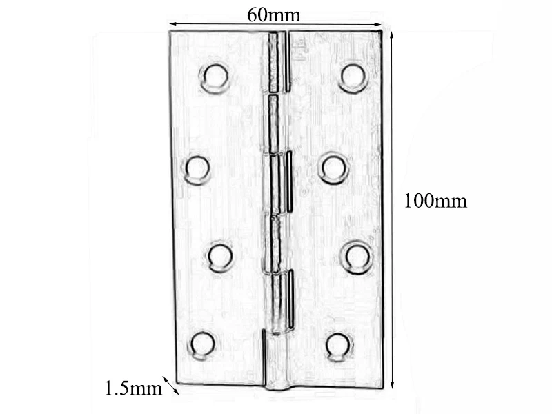 Butt Hinge H100 x W60 x T1.5mm - Solid Brass - Image 2