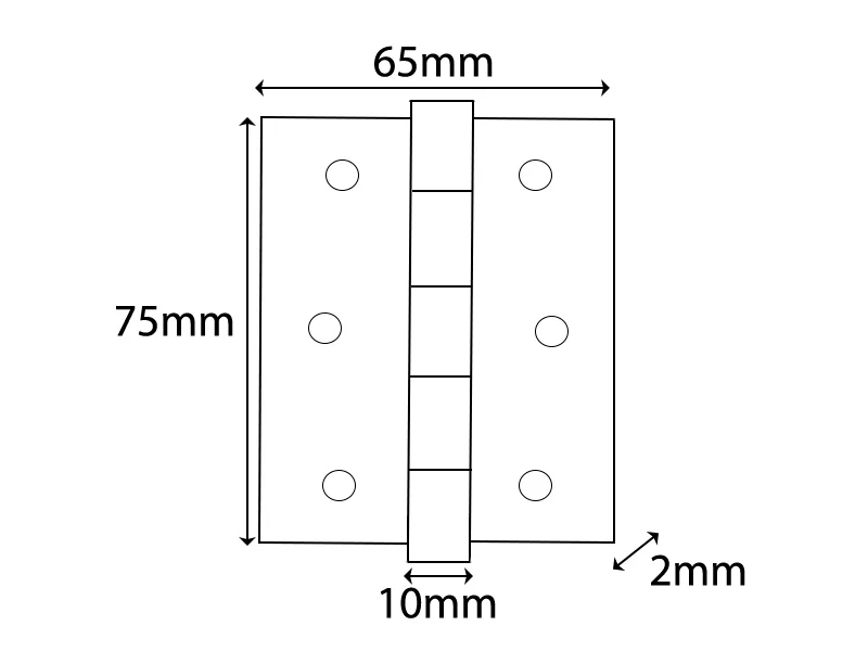Butt Hinge H75 x W65 x T2mm - Polished Brass CE Graded - Image 3
