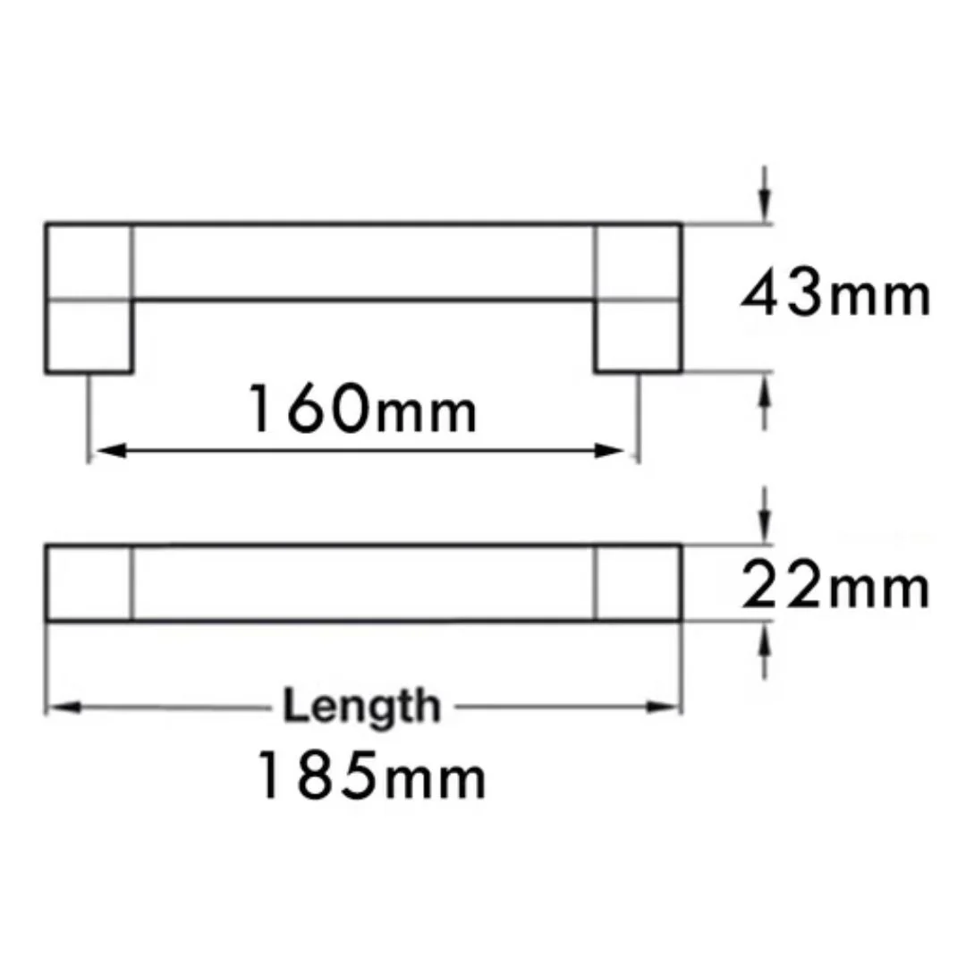 Pull Bar Handle Hole Centres 160mm - Stainless Steel Effect - Image 2