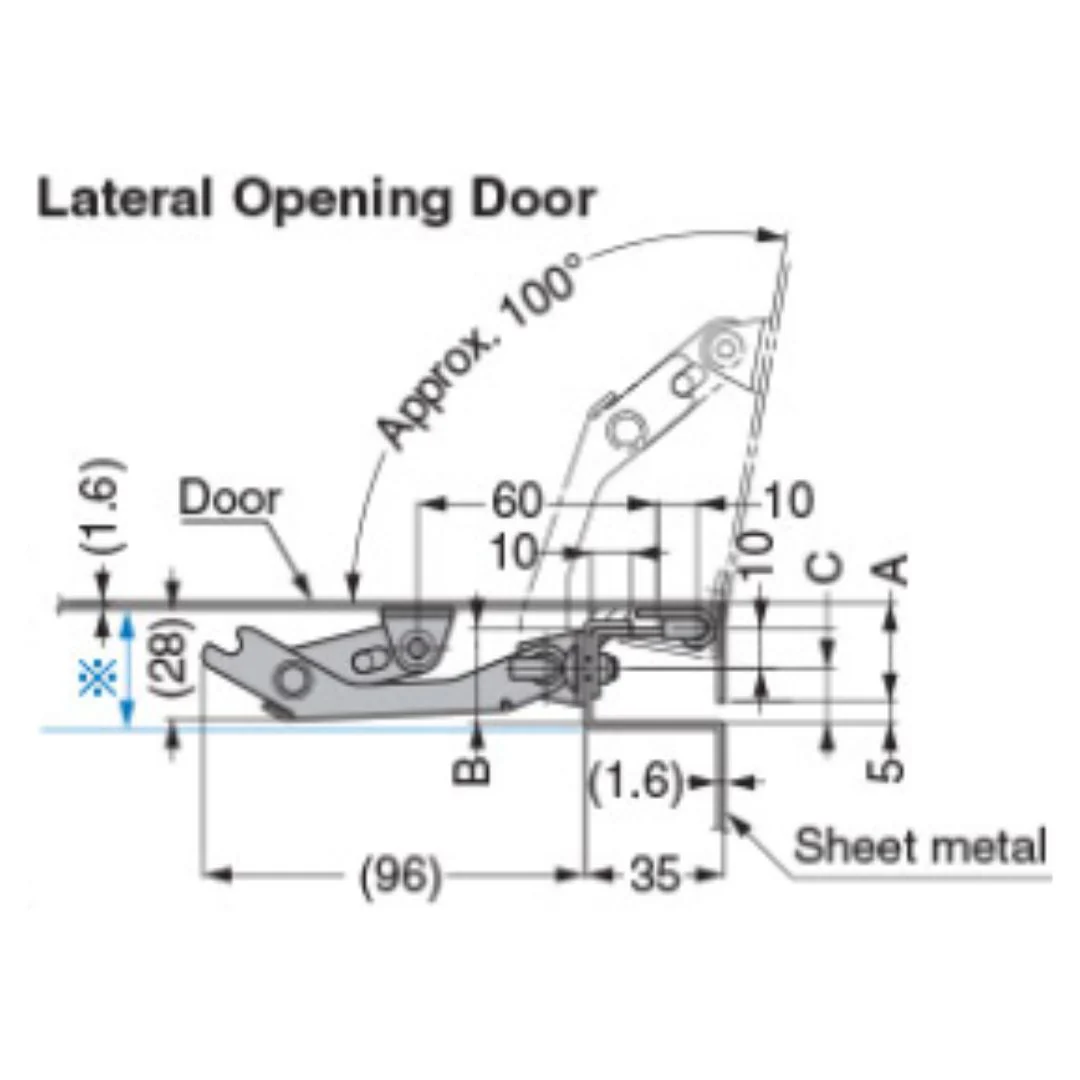 Concealed Hinge with Stay For Sheet Metal 100° - Image 3