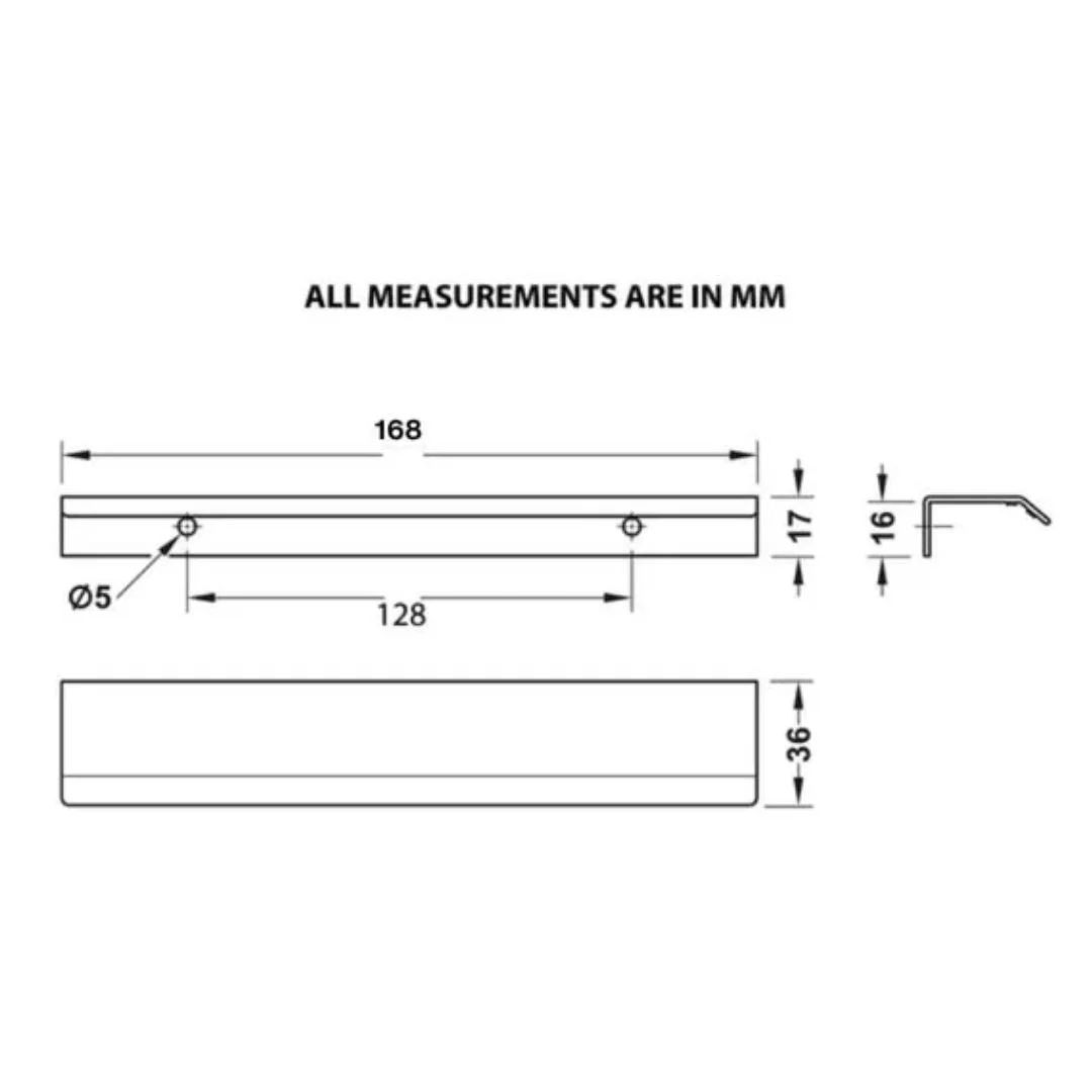 Alloy Profile Cabinet Handle Hole Centres 168mm - Matt Black - Image 3