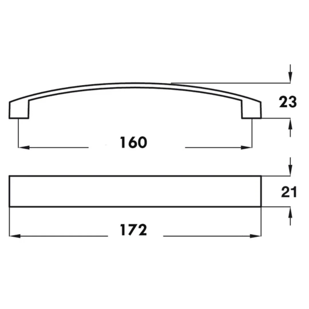 Pull Curved Handle Hole Centres 160mm - Stainless Steel Effect - Image 2