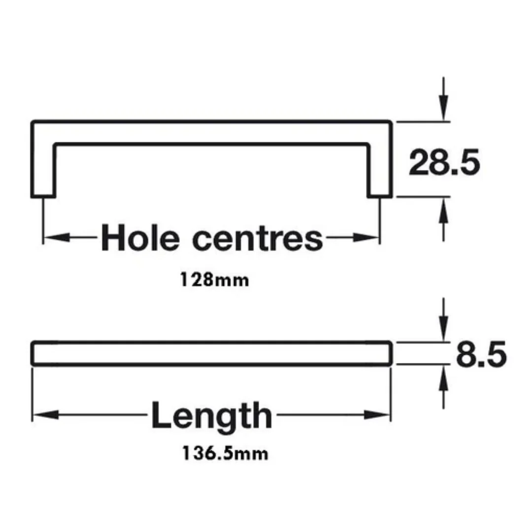 Pull D Handle Hole Centres 128mm - Matt Chrome - Image 2