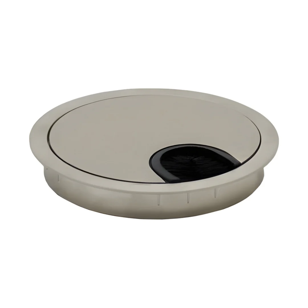 Round Desk Cable Tidy 80mm Grommet - Matt Nickel