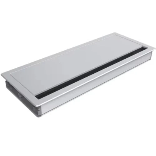 Desk Cable Tidy Grommet Hinged Flap - L120 x W240 x D25mm - Silver