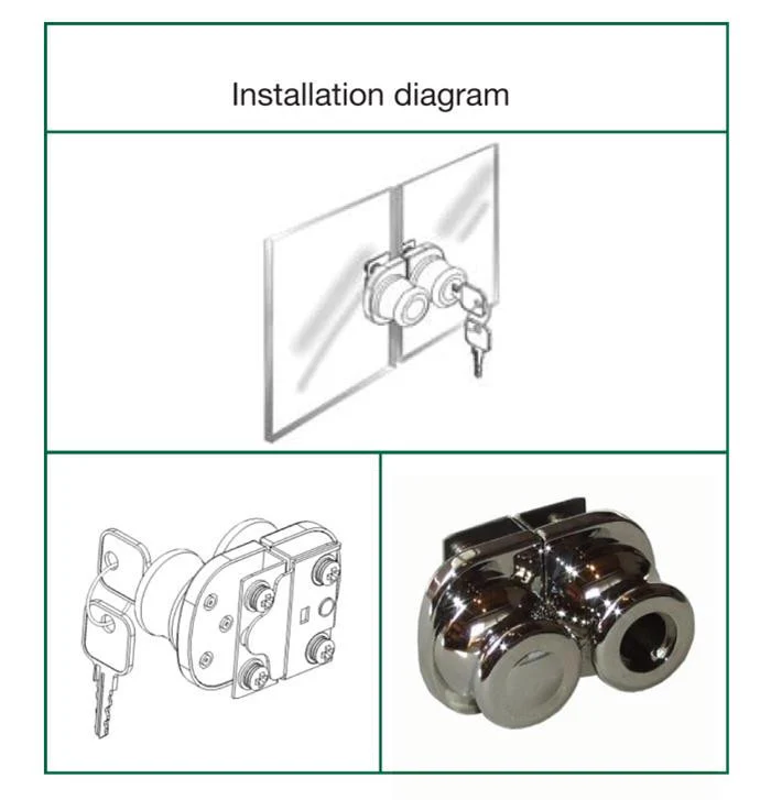 Double Glass Door Cabinet Lock - 4-6mm Thick - Keyed Alike - Image 6