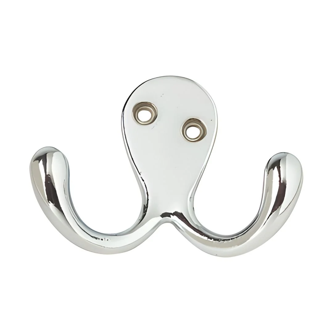 Double 70mm Robe Hook - Chrome Plated