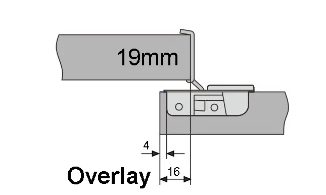 Tutti 16mm Overlay Surface Mount Face Frame Cabinet Hinge 105° - Image 2