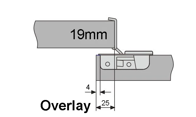 Tutti 25mm Overlay Surface Mount Face Frame Cabinet Hinge 105° - Image 2