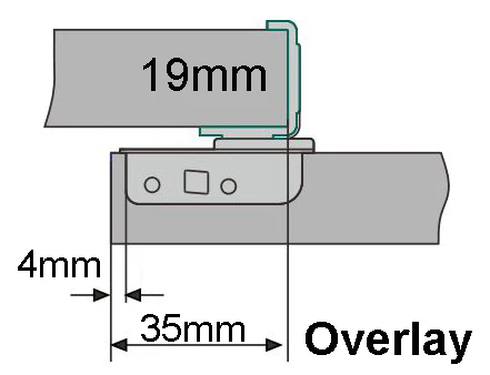Tutti 35mm Overlay Surface Mount Face Frame Cabinet Hinge 105° - Image 2