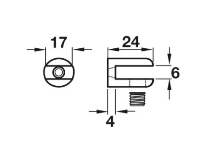 Glass Shelf Support for 6mm Glass Shelving - Zinc - Image 2