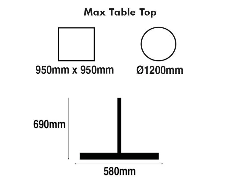 Golden Gate 580 x 690mm Black Base & Brushed Stainless Steel Column - Image 2