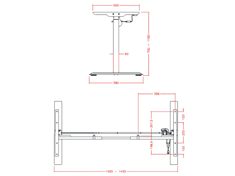 Height Adjustable Desk Frame 700-1180mm White Electric - Right Hand Motor - Image 3
