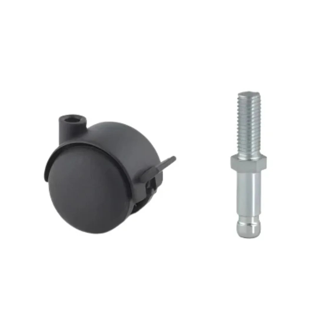 Hooded Twin Wheel 35kg Stem Fitting Castor - Braked
