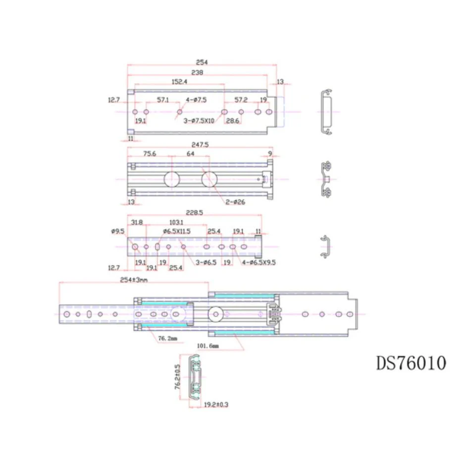 Heavy Duty Drawer Runner 250mm - 227kg - Full Extension - Image 2