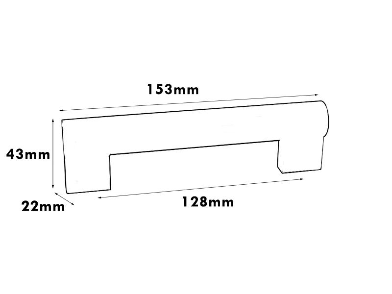 Pull Bar Handle Hole Centres 128mm - Stainless Steel Effect - Image 2