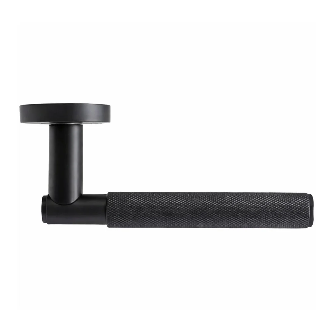 Knurled Lever on Rose Passage Handle 139mm Matt Black