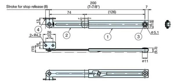 Sugatsune Low Profile Lid Stay - Stainless Steel 304 - Image 4