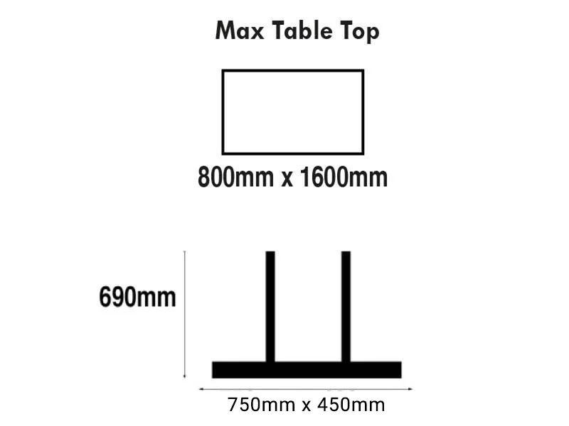 Mega 400 x 690mm Brushed Stainless Steel Base & Black Column - Image 2