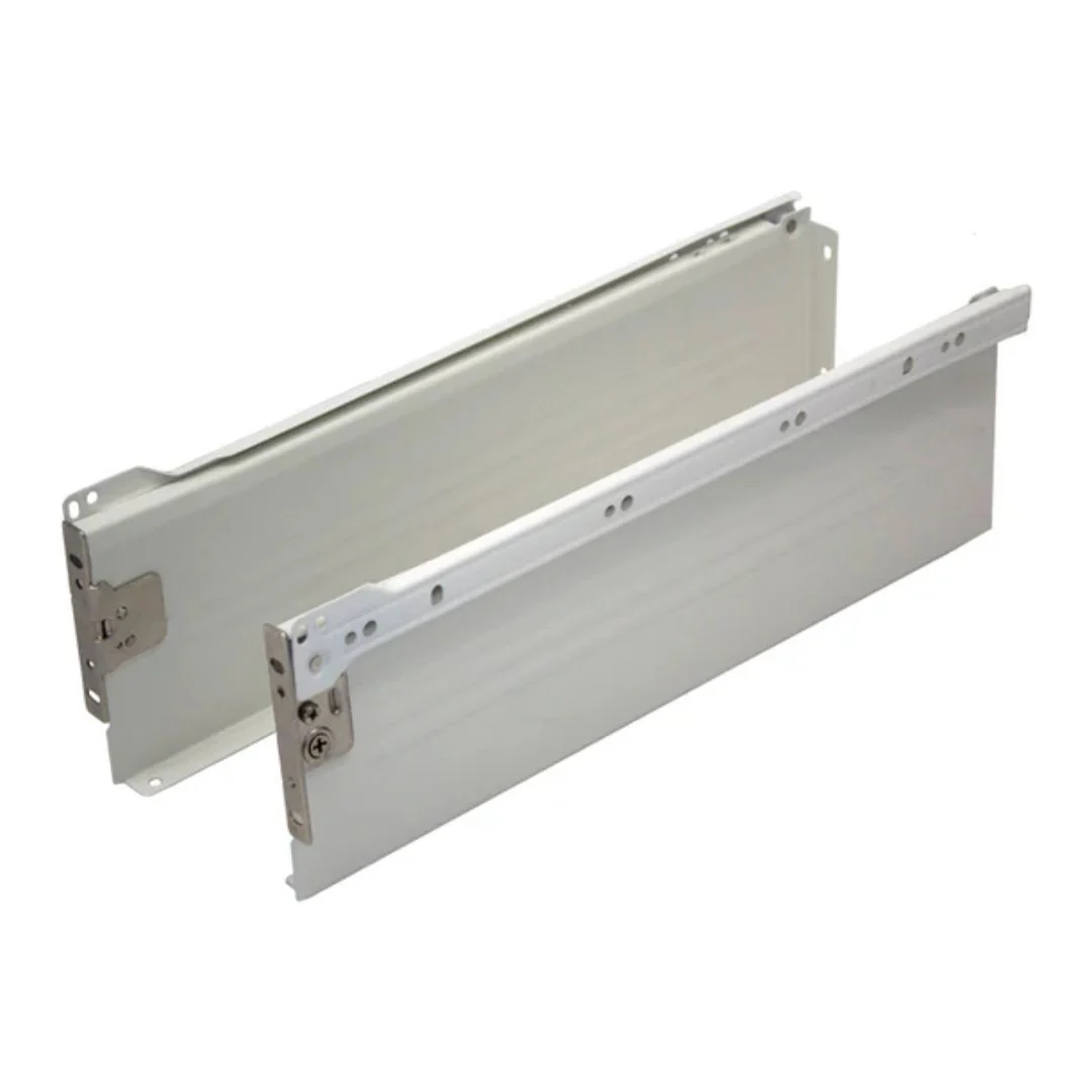 Metal Drawer Side Pack 118mm x 350mm - 25kg - 75% Extension - White