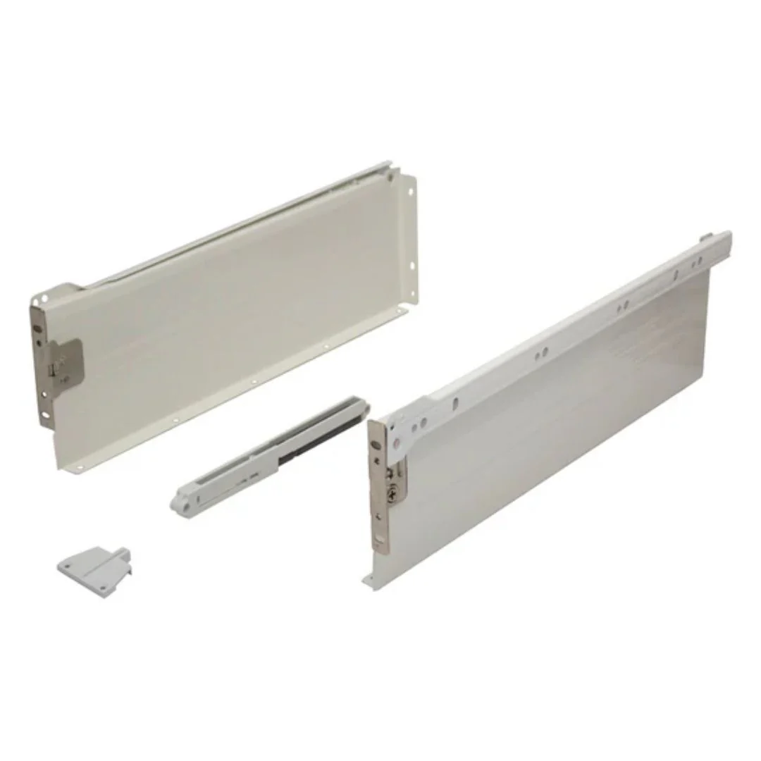 Metal Drawer Side Pack 350mm - 25kg - 75% Extension - White - Soft Close Damper Included