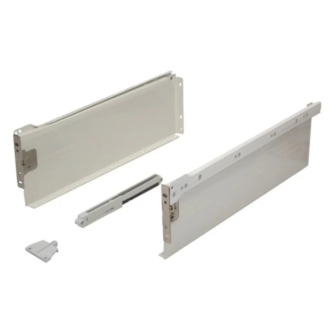 Metal Drawer Side Pack 400mm - 25kg - 75% Extension - White - Soft Close Damper Included