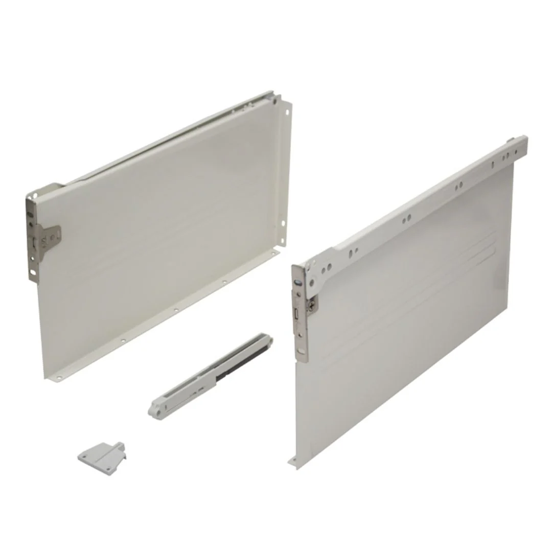 Metal Drawer Side Pack 400mm - 25kg - 75% Extension - White - Soft Close Damper Included