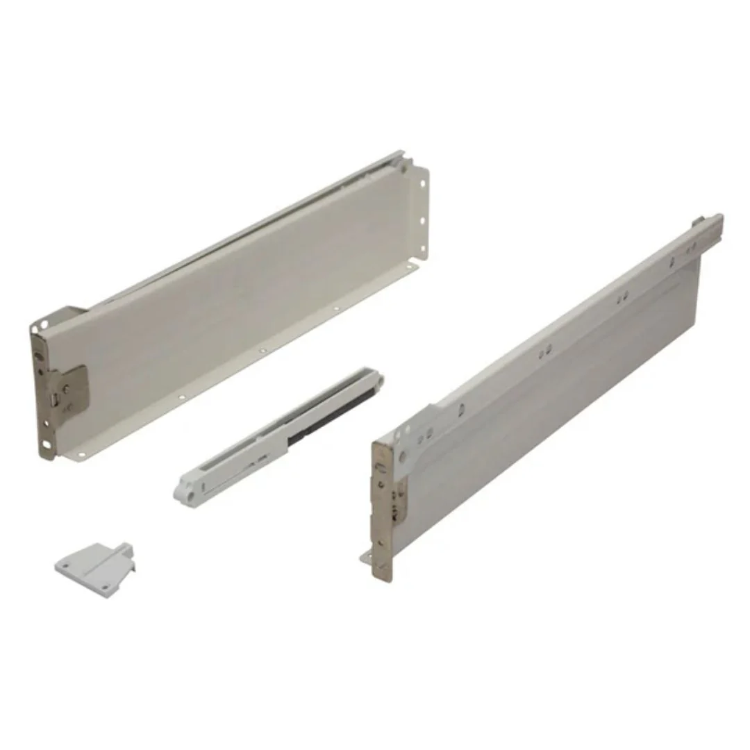 Metal Drawer Side Pack 400mm - 25kg - 75% Extension - White - Soft Close Damper Included