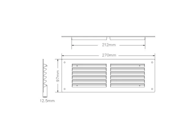 Louvre Vent - 229mm x 76mm (9" x 3") - White Plastic - Image 2