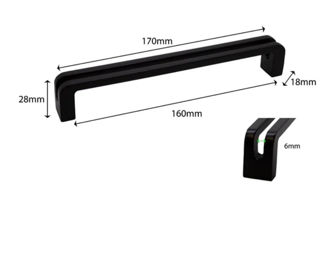 Pull Interaxis Handle Hole Centres 160mm - Matt Black - Image 4