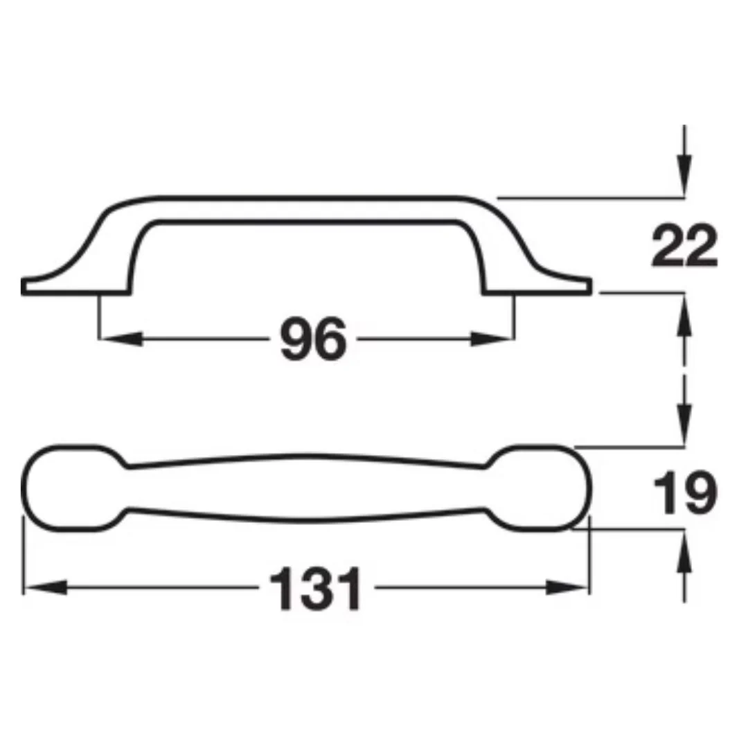 Pull D Handle Hole Centres 96mm - Stainless Steel Effect - Image 2
