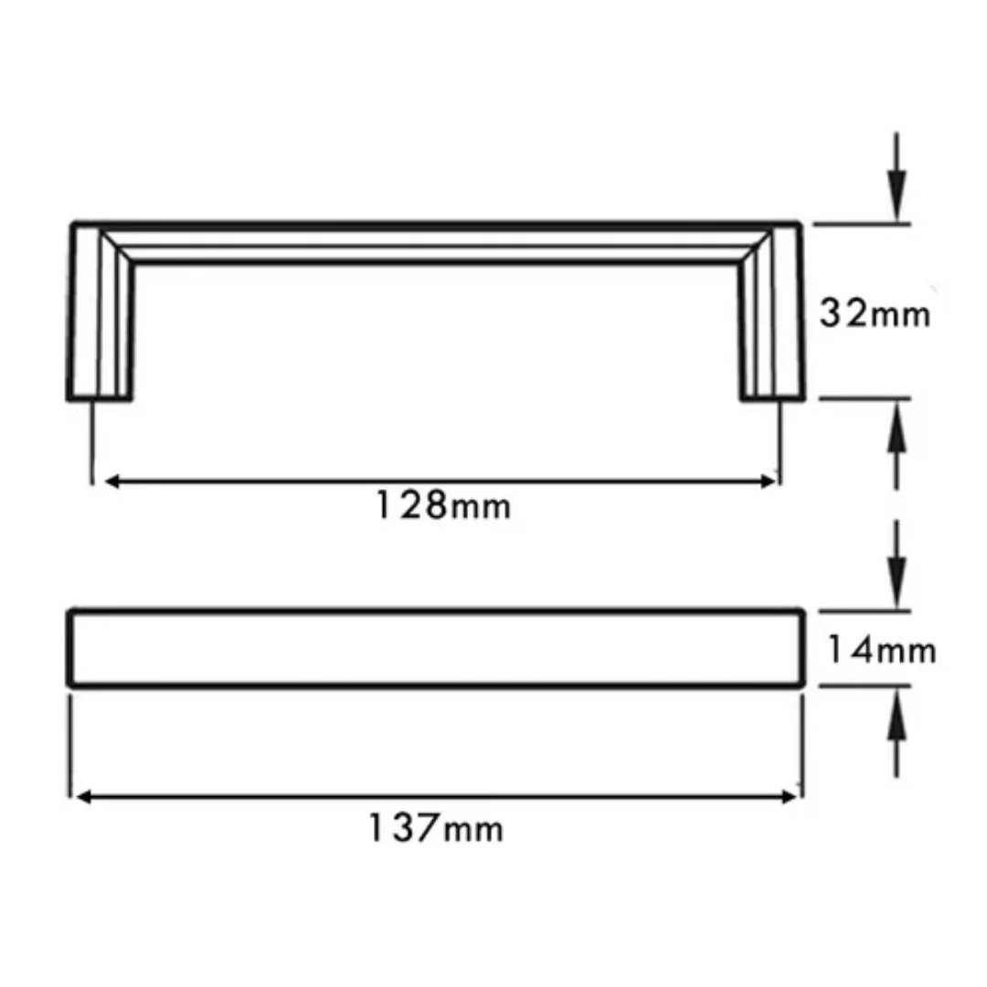 Pull D Handle Hole Centre 128mm - Brushed Nickel - Image 2