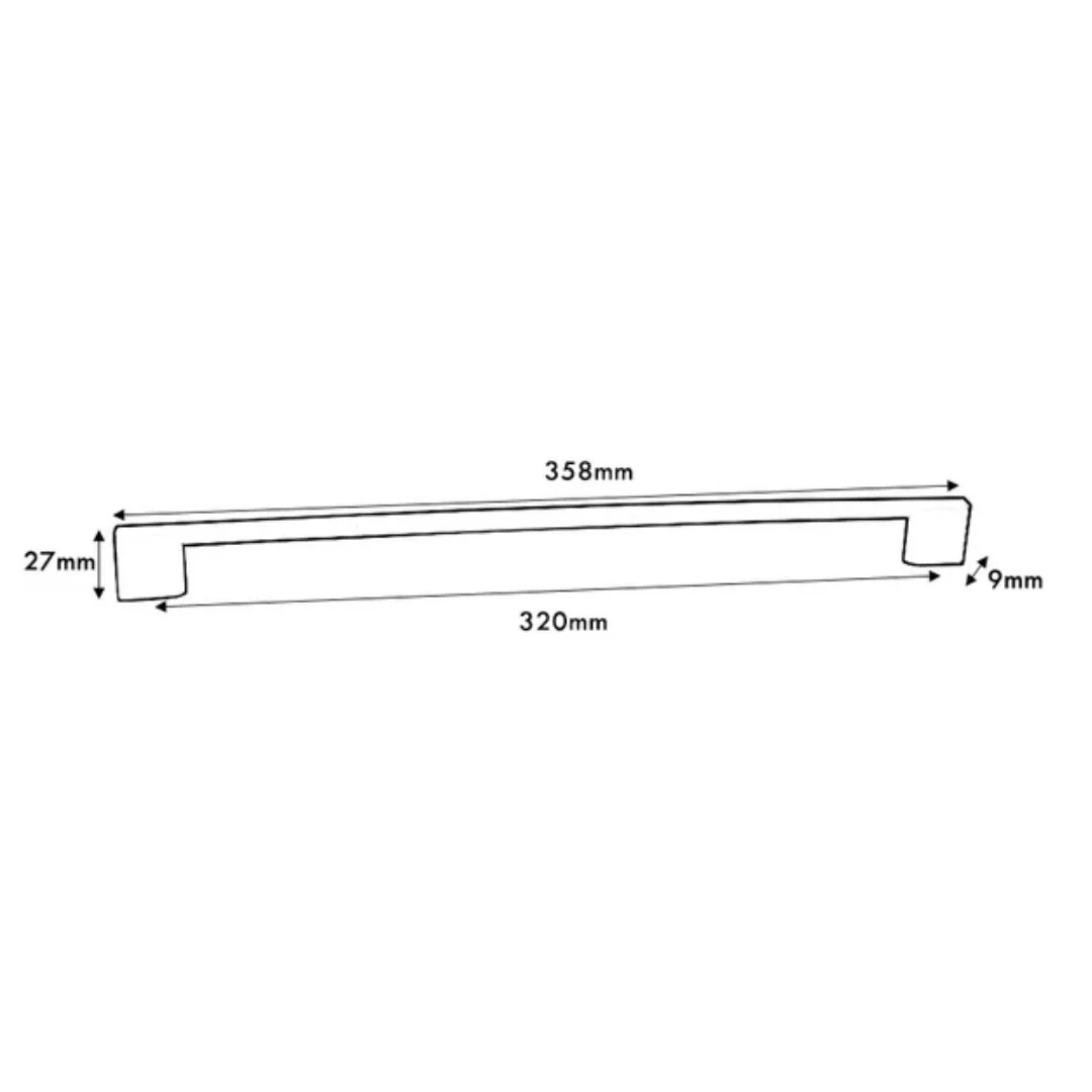 Pull Slim D Handle Hole Centres 320mm - Chrome Plated - Image 2