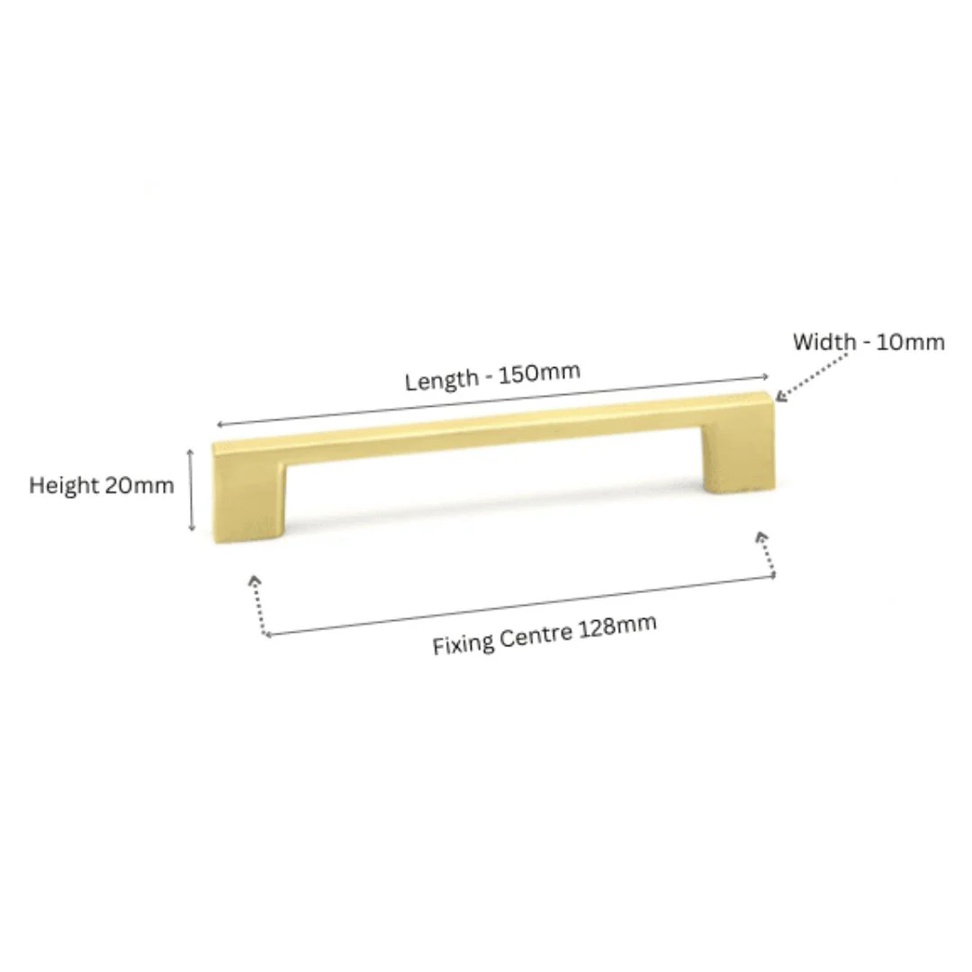 Pull D Square Cabinet Handle Hole Centre 128mm - Brushed Brass - Image 2