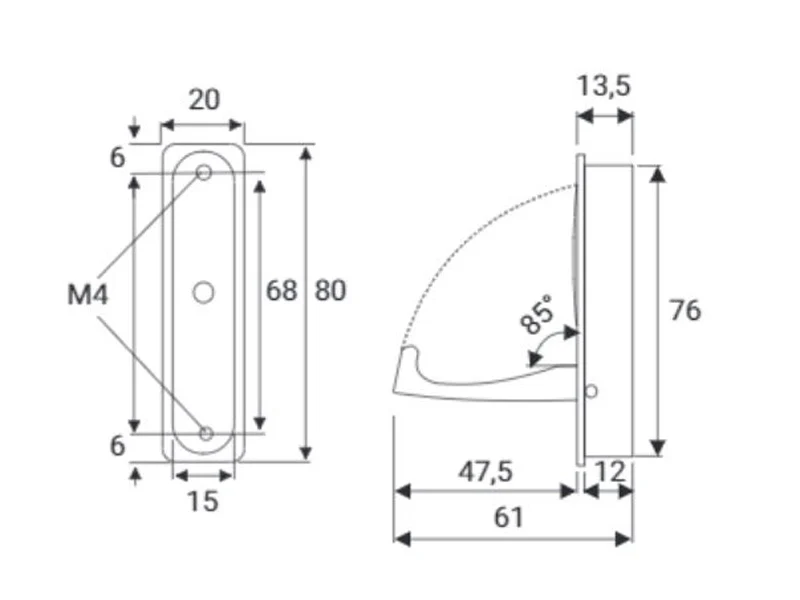 Recessed Folding 80mm Hook - Stainless Steel Effect - Image 3