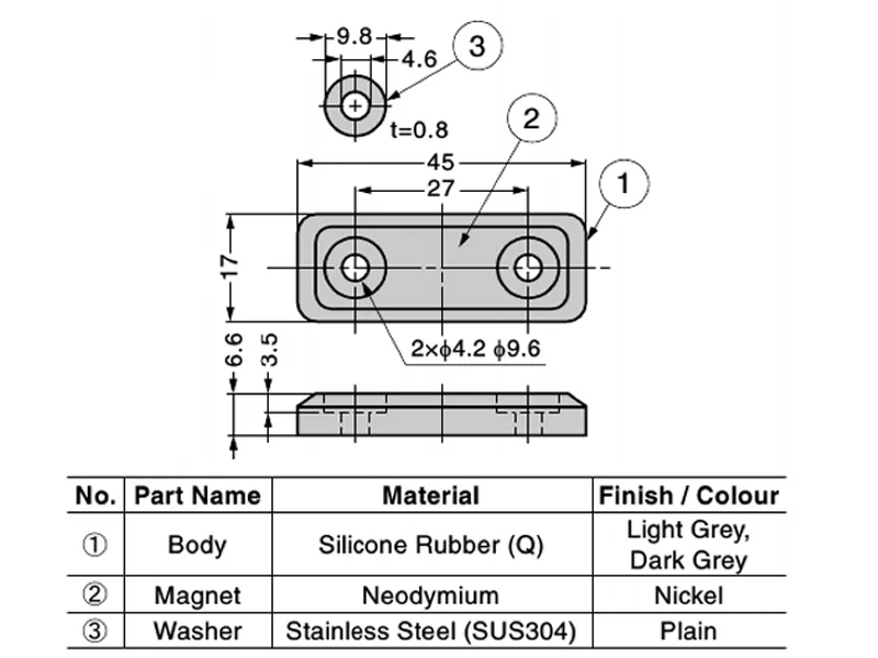 Sealed Thin Magnetic Catch - R/F 3kg - White - Image 2