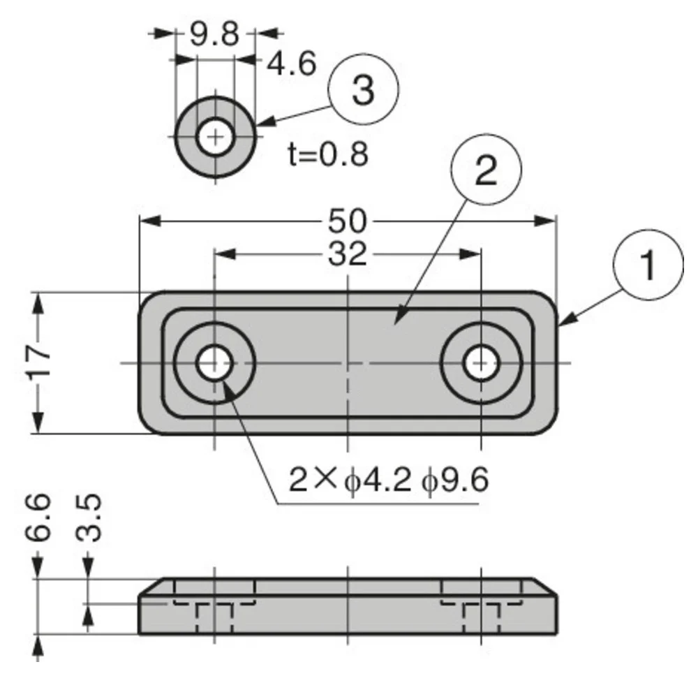 Sealed Thin Magnetic Catch - Retaining Force 4kg - Dark Grey - Image 2