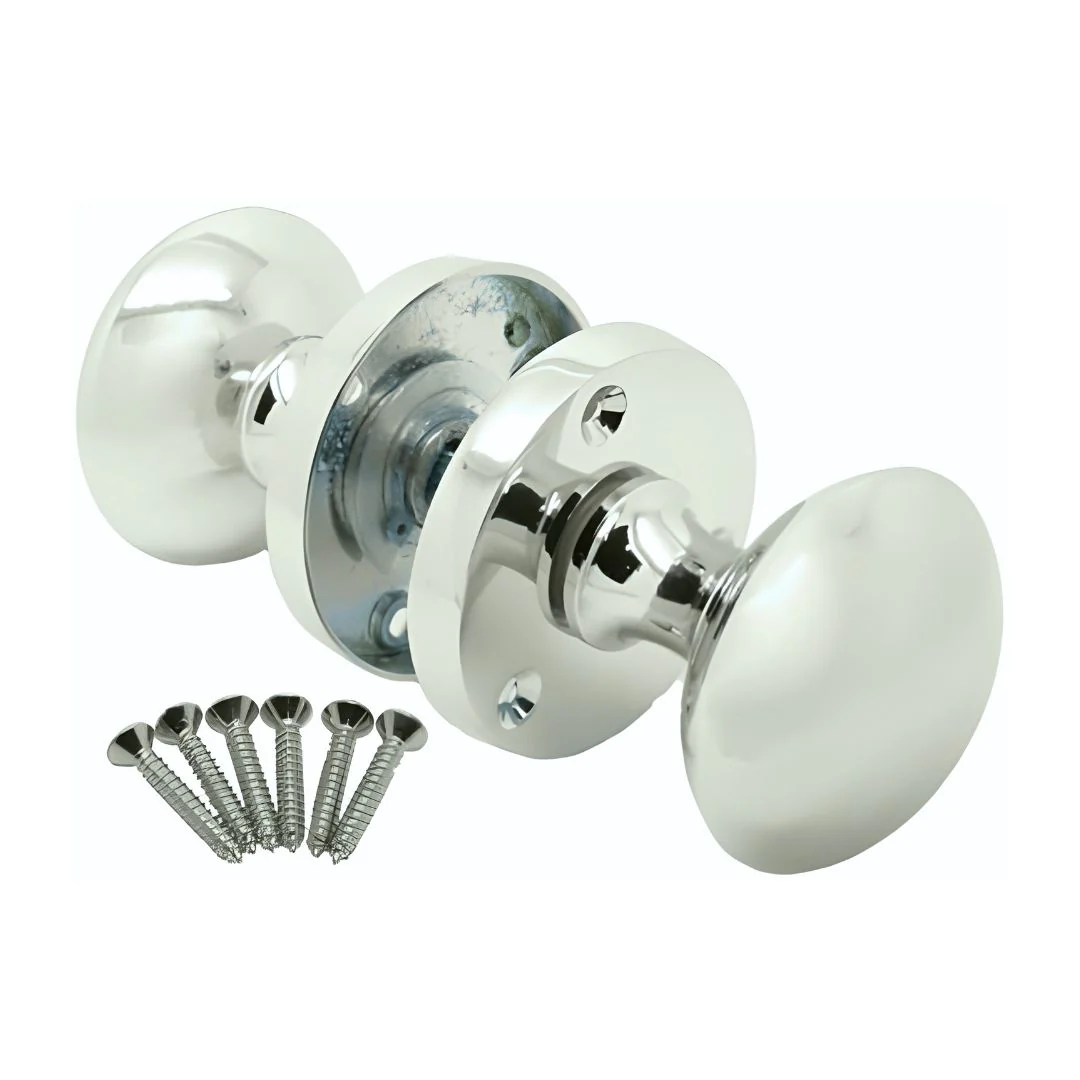 Victorian Internal Round Door Knob 60mm Mortice - Chrome Plated