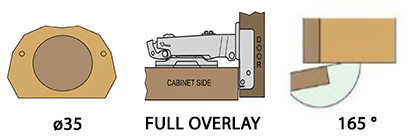 Series 63 Full Overlay 165° Clip On Un-Sprung Hinge - Image 4